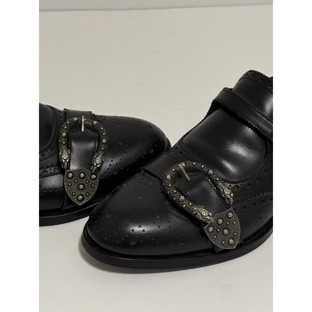 Gucci Black Leather Bee Monk Strap Wingtip Dress Shoes - EU 42 MPN 455148 - RARE